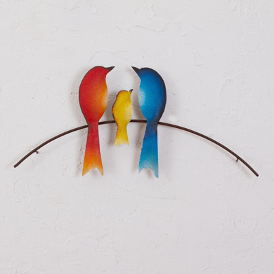Steel wall sculpture, Bird Family