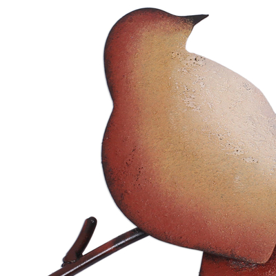 Escultura de pared de acero - Escultura de pared de acero de tres pájaros marrones de México