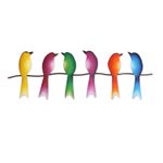 Steel wall sculpture, 'Singing Sextet' - Steel Wall Sculpture of Six Colorful Birds from Mexico