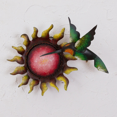 Steel wall sculpture, 'Blooming Sunflower' - Handcrafted Sunflower Steel Wall Sculpture from Mexico