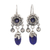 Lapis lazuli dangle earrings, 'Blooming Paradise' - Floral Lapis Lazuli Dangle Earrings from Mexico