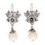 Cultured pearl dangle earrings, 'Purity of Love' - Flower and Bird-Themed Cultured Pearl Earrings from Mexico