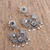 Sterling silver chandelier earrings, 'Love and Hope' - Flower and Bird-Themed Sterling Silver Earrings from Mexico