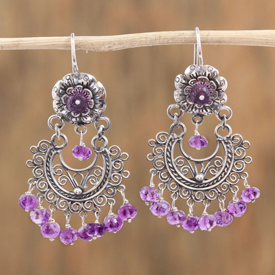 Amethyst chandelier earrings, Blooming Elegance