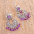 Amethyst chandelier earrings, 'Blooming Elegance' - Floral Amethyst Chandelier Earrings from Mexico (image 2b) thumbail