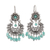 Amazonit-Lüster-Ohrringe, 'Blühende Eleganz - Blumenamazonit-Kronleuchter Ohrringe aus Mexiko