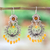 Carnelian chandelier earrings, 'Blooming Elegance' - Floral Carnelian Chandelier Earrings from Mexico thumbail