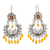 Carnelian chandelier earrings, 'Blooming Elegance' - Floral Carnelian Chandelier Earrings from Mexico (image 2a) thumbail