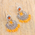 Carnelian chandelier earrings, 'Blooming Elegance' - Floral Carnelian Chandelier Earrings from Mexico (image 2b) thumbail