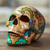Ceramic skull, 'Aztec God of War' - Huitzilopochtli Aztec War God Ceramic Skull Sculpture thumbail