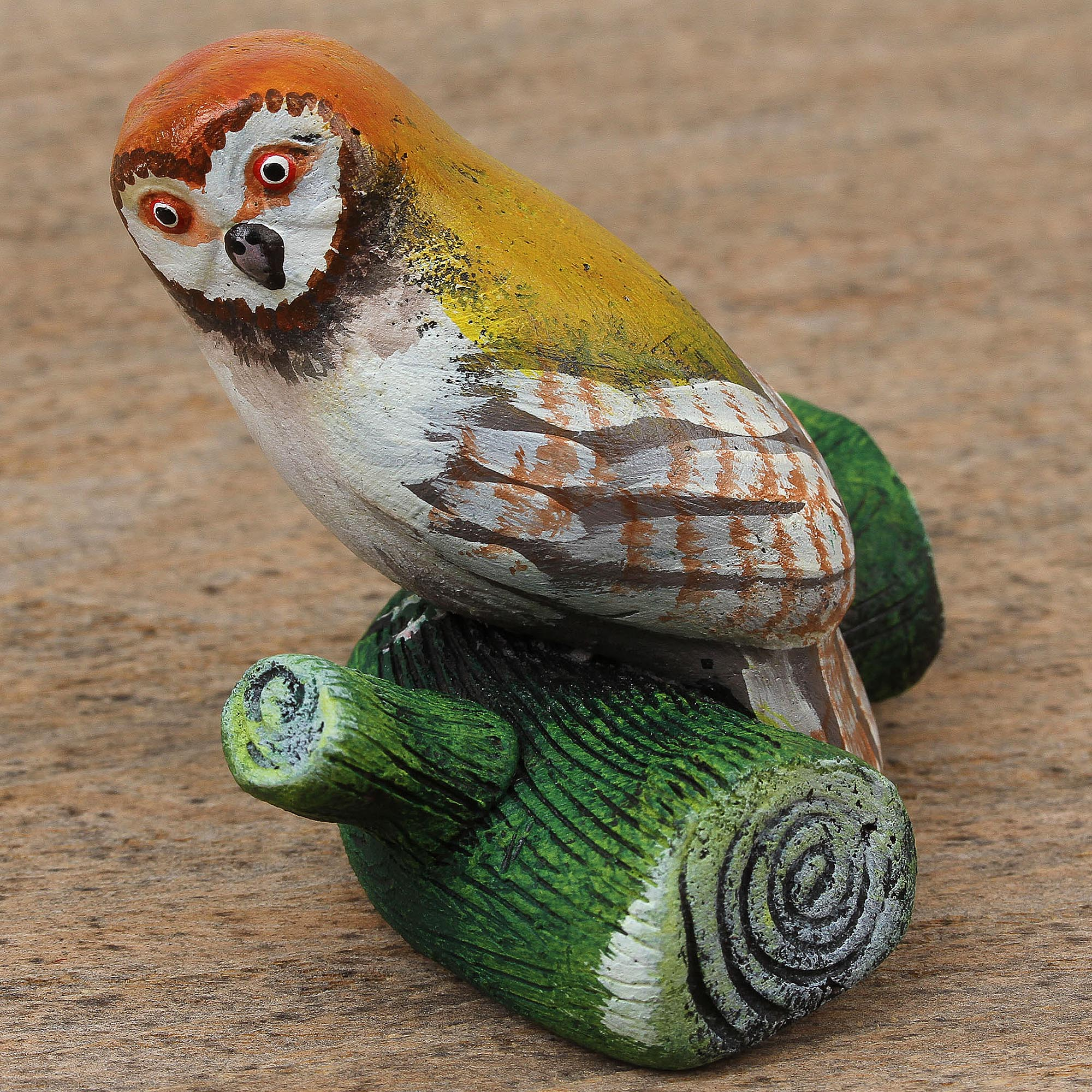 Handcrafted Signed Ceramic Barn Owl Figurine From Mexico Barn