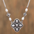 Cultured pearl pendant necklace, 'Silver Symmetry' - Cultured Pearl and Sterling Silver Floral Pendant Necklace (image 2b) thumbail
