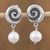 Cultured pearl dangle earrings, 'Elegant Whirl' - Cultured Pearl and Sterling Silver Dangle Earrings (image 2b) thumbail