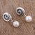 Cultured pearl dangle earrings, 'Elegant Whirl' - Cultured Pearl and Sterling Silver Dangle Earrings (image 2c) thumbail