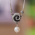 Cultured pearl pendant necklace, 'Elegant Whirl' - Cultured Pearl and Sterling Silver Pendant Necklace (image 2) thumbail