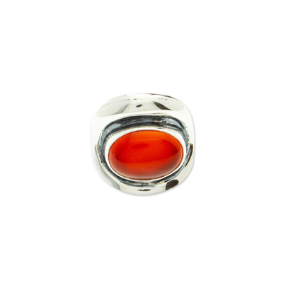 Carnelian wrap cocktail ring, 'Aflame' - Carnelian and Sterling Silver Adjustable Wrap Cocktail Ring
