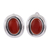 Carnelian button earrings, 'Aflame' - Carnelian and Sterling Silver Button Earrings thumbail