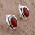 Carnelian button earrings, 'Aflame' - Carnelian and Sterling Silver Button Earrings (image 2b) thumbail