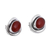 Carnelian button earrings, 'Aflame' - Carnelian and Sterling Silver Button Earrings (image 2c) thumbail