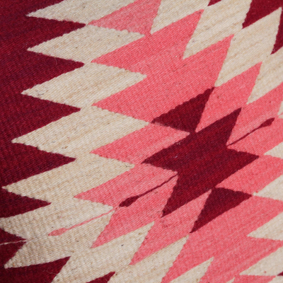 Wool cushion cover, 'Caring Geometry' - Handwoven Geometric Wool Cushion Cover from Mexico