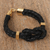 Gold-plated braided leather pendant bracelet, 'Nautical Twist' - Gold Plated Leather Braided Pendant Bracelet from Mexico