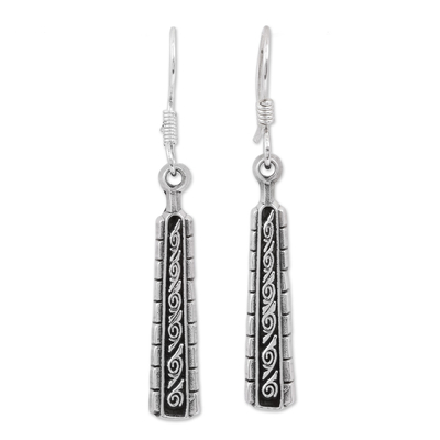Sterling silver dangle earrings, 'Sign of Destiny' - Handcrafted Sterling Silver Dangle Earrings from Mexico