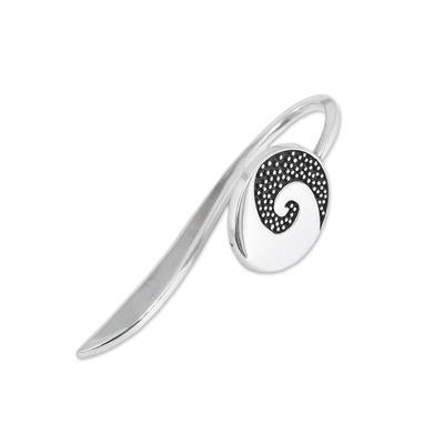 Sterling silver bookmark, 'Wave of Stories' - Spiral Motif Sterling Silver Bookmark from Mexico