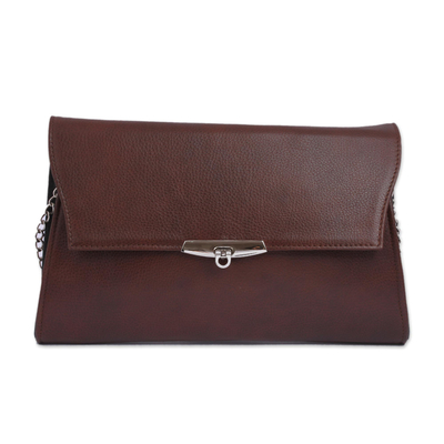 Leather Shoulder Bag in Solid Chestnut from Mexico