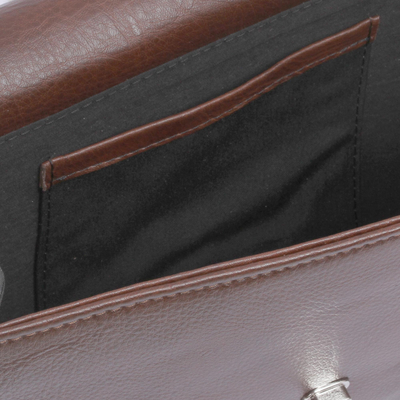 Leather shoulder bag, 'Distinction in Chestnut' - Leather Shoulder Bag in Solid Chestnut from Mexico