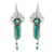 Glass beaded filigree dangle earrings, 'Little Inchworms' - Green Glass Beaded Dangle Earrings from Mexico