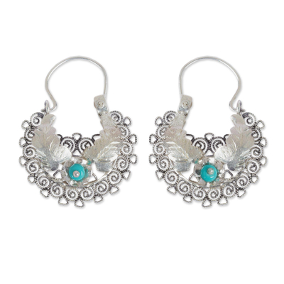 Floral Sterling Silver Filigree Hoop Earrings from Mexico