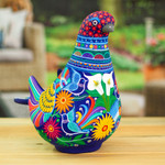 Ceramic sculpture, 'Cherished Dove' - Hand-Painted Floral Ceramic Dove Sculpture from Mexico