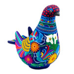Ceramic sculpture, 'Cherished Dove' - Hand-Painted Floral Ceramic Dove Sculpture from Mexico