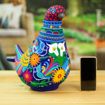 Ceramic sculpture, 'Cherished Dove' - Hand-Painted Floral Ceramic Dove Sculpture from Mexico