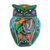 Ceramic wall sculpture, 'Owl of Flowers' - Hand-Painted Floral Ceramic Owl Wall Sculpture from Mexico thumbail