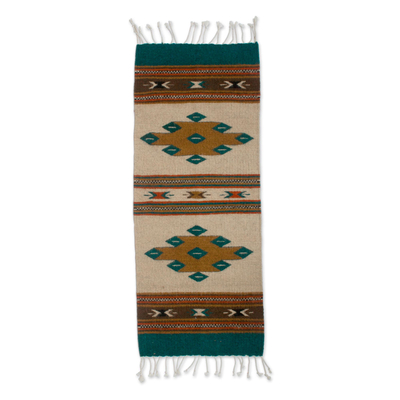 Zapotec wool area rug, 'Colorful Remembrance' (1x3) - Loom Woven Geometric 100% Wool Zapotec Rug from Mexico (1x3)