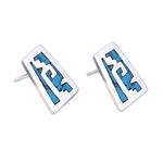 Sterling silver drop earrings, 'Sky Blue Pyramids' - Pre-Hispanic Sterling Silver Drop Earrings from Mexico