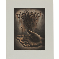 'Omen' - Evocative Surrealist Ink Print from Mexico