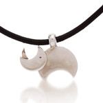 Silver pendant necklace, 'Rhino is More than a Horn' - Adjustable Silver Rhinoceros Pendant Necklace from Mexico