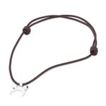 Silver pendant necklace, 'Felix the Cat' - Adjustable Silver Cat Pendant Necklace from Mexico