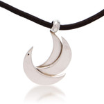 Silver pendant necklace, 'El Avemaria' - Adjustable Silver Crescent Pendant Necklace from Mexico