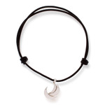 Silver pendant necklace, 'El Avemaria' - Adjustable Silver Crescent Pendant Necklace from Mexico