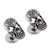 Sterling silver cufflinks, 'Calavera Style' - Sterling Silver Skull Cufflinks from Mexico (image 2a) thumbail