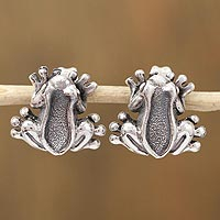 Frog earringsSterling Silver red coral Frog earringscharm Southwestern Frog dangle drop earrings Handmade in USA