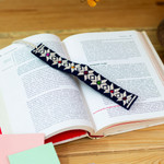Cotton bookmark, 'Star Flowers' - Hand Crafted Multi-Color Embroidered Cotton Bookmark