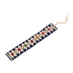 Cotton bookmark, 'Star Flowers' - Hand Crafted Multi-Color Embroidered Cotton Bookmark