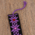 Cotton bookmark, 'Purple Star Flower in Black' - Hand Crafted Multi-Color Embroidered Cotton Bookmark