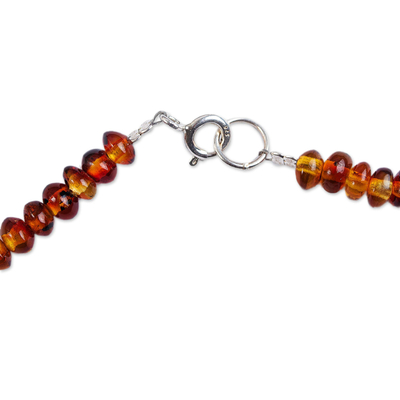Bernsteinfarbene Perlenkette, 'Honey Dew'. - Lange Halskette mit natürlichen mexikanischen Bernsteinperlen