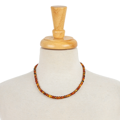 Amber beaded necklace, 'Honey Dew' - Natural Mexican Amber Beaded Strand Long Necklace