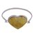 Amber pendant bangle bracelet, 'Sun's Love' - Amber and Sterling Silver Bangle Heart Pendant Bracelet